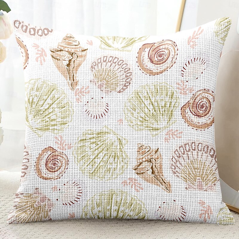 Summer Shells Decorative Toss Pillows Cover 1PC Soft Square Couch Cushion Case Pillowcase for Bedroom Livingroom Sofa Chair3
