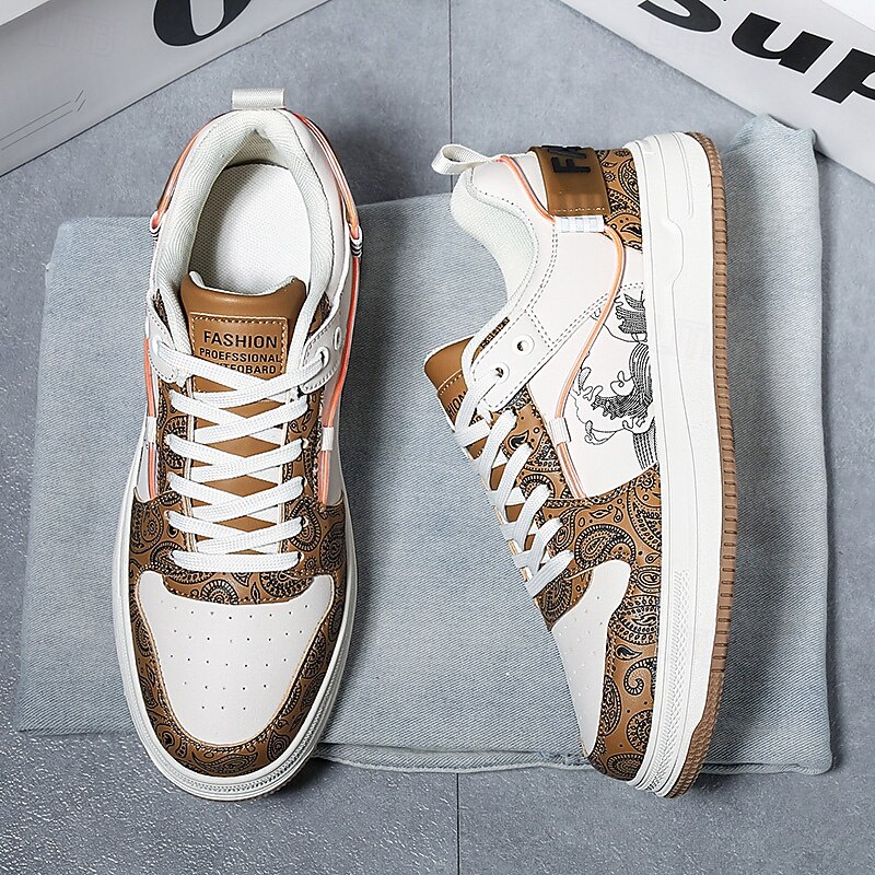 Men's Fashion Sneakers - Retro - Inspired Patterns, Faux Leather Material, Ideal for Casual Outings & Urban Adventures4
