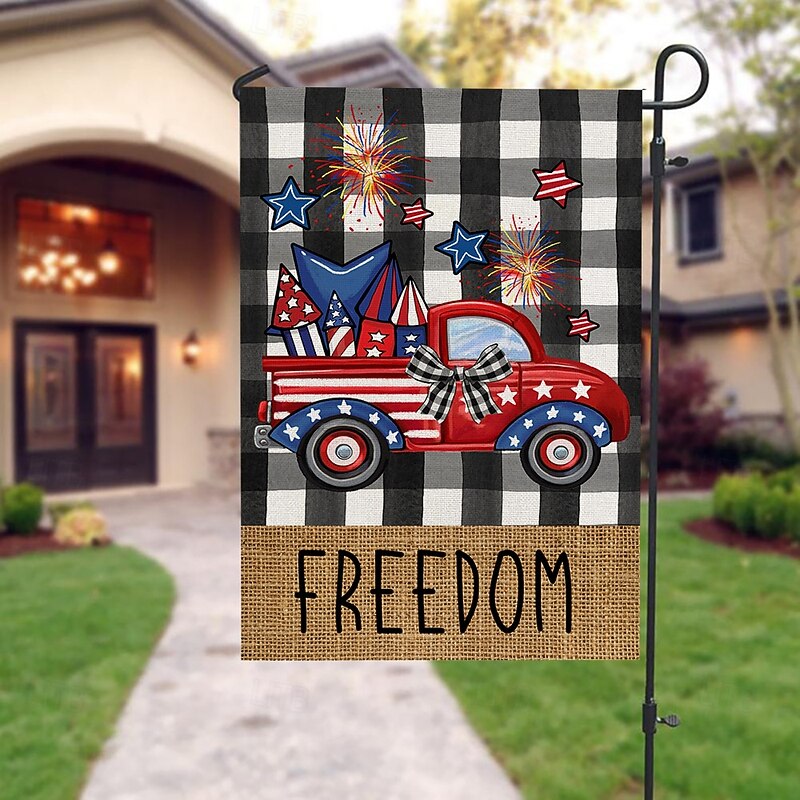 4th of July Independence Day Garden Flag 12 x 18 Inch Yard Flags, Veteran's Day Memorial Day Small Garden Flags for Outside, Outdoor Flags, Holiday Garden Flags for All Seasons