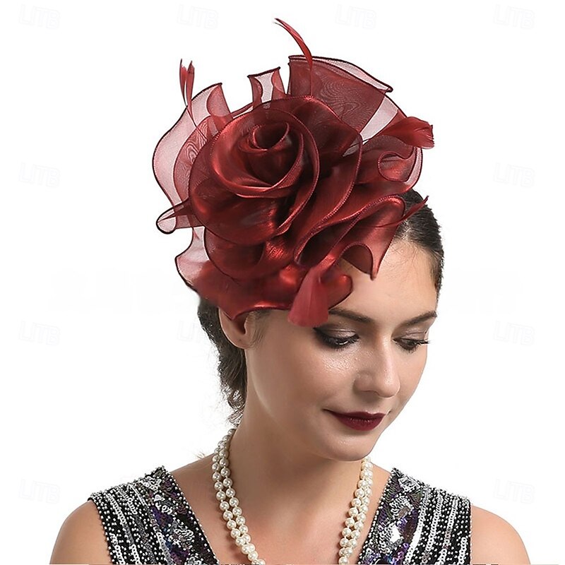 Headdress Fabric Fedora Hat Wedding Evening Party Tea Party Horse Race Elegant Vintage Cute With Feather Headpiece Headwear2