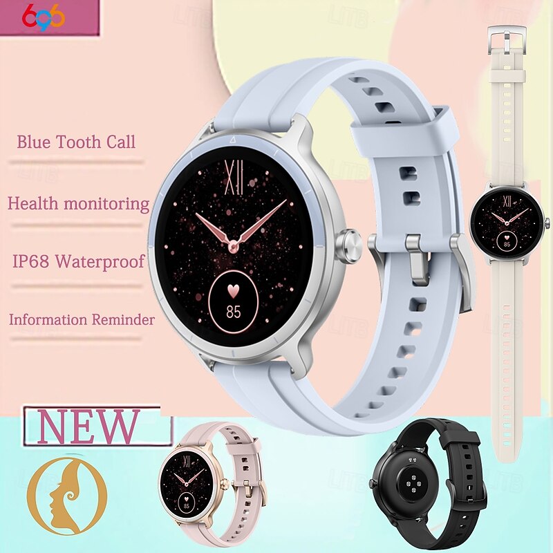 696 DR03 Smart Watch 1.27 inch Smartwatch Fitness Running Watch Bluetooth Pedometer Call Reminder Sleep Tracker Compatible with Android iOS Women Men Hands-Free Calls Message Reminder IPX-0 40mm