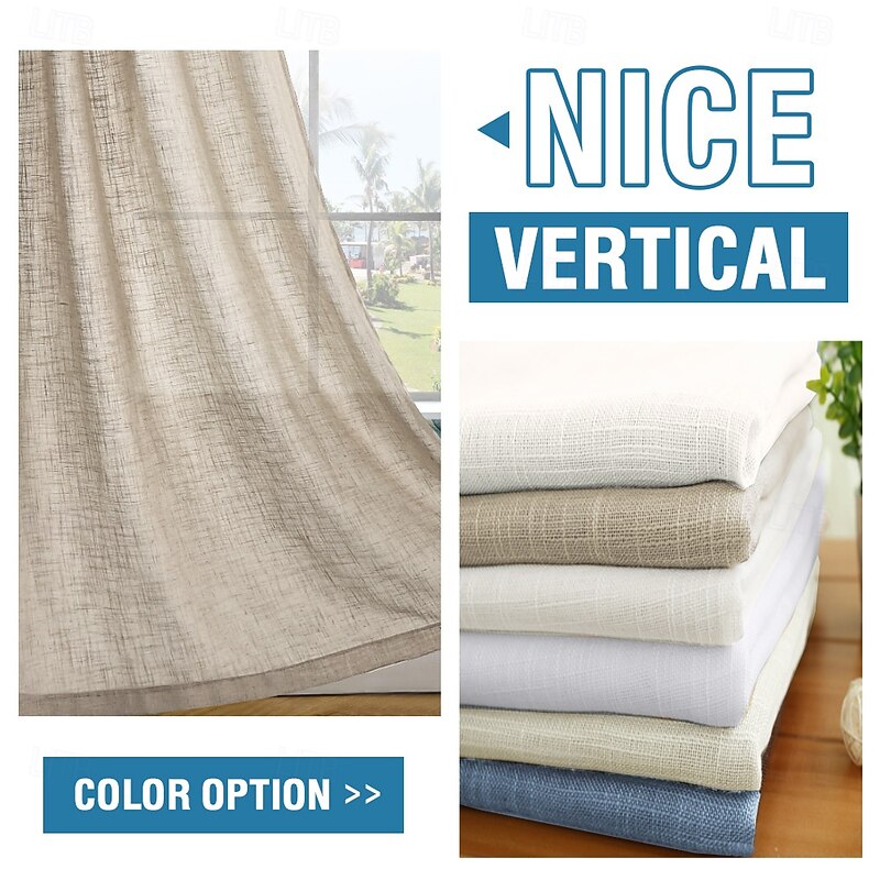 Linen Curtains Linen Looking Curtains for Living Room Burlap Linen Textured Light Filtering Nickel Grommet Curtains Bedroom Curtains 2 Panel Sets Privacy Added2