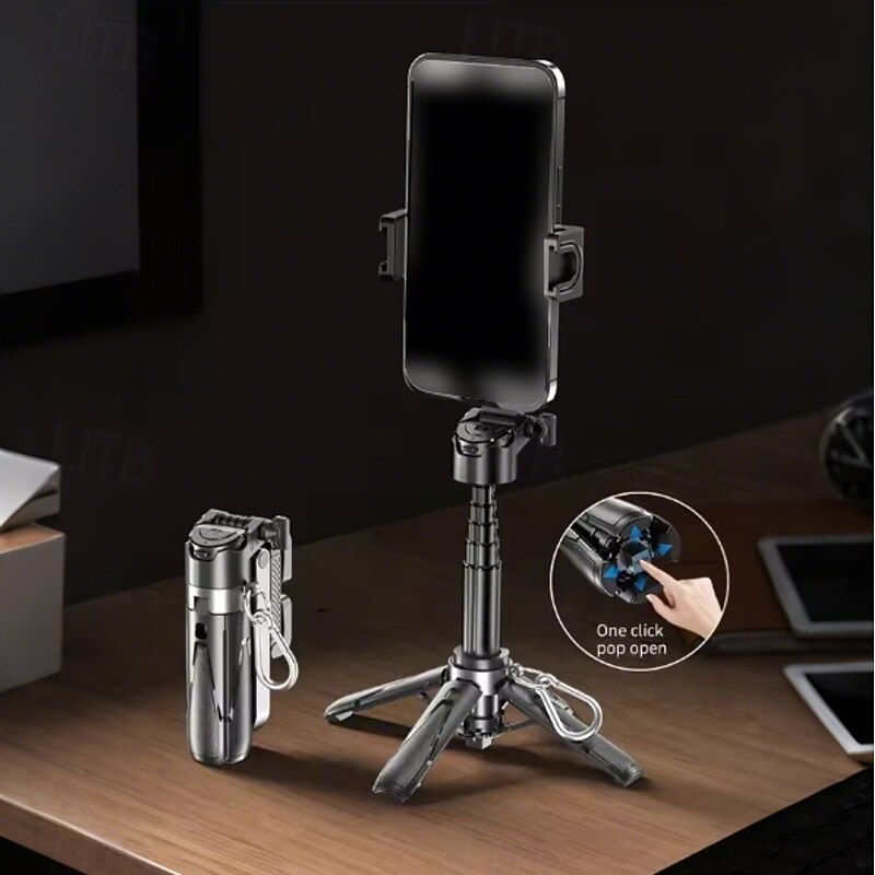 16-inch Retractable Selfie Stick Tripod, Wireless Remote, 360° Rotating Stand, One-Touch Release, USB Rechargeable, Smartphone Compatible