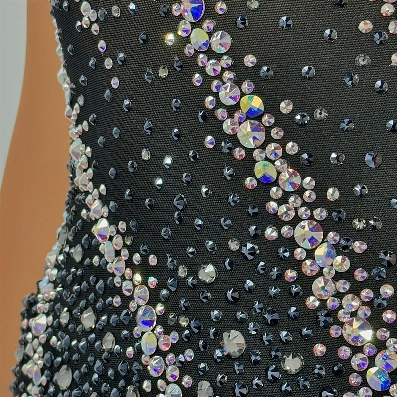 Figure Skating Dress Women's Girls' Ice Skating Dress Black Thumbhole Open Back Mesh Spandex High Elasticity Training Competition Skating Wear Classic Crystal / Rhinestone Long Sleeve Ice Skating4