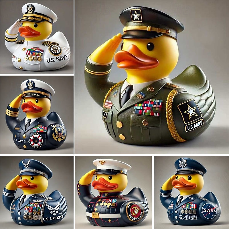 Veteran Tribute Duck Resin United States 250th Anniversary Decoration, Mini Military Rubber Duckies in Army Uniform, Veteran Ducks for Jeeps Ducking, Veterans Day Gifts and Decorations