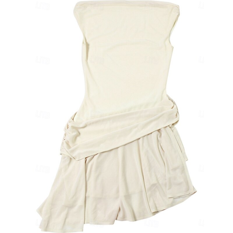 Women's Boho Dress Western Dress Vintage Mini Dress A Line Dress Off The Shoulder Dress Casual Outdoor Going out Tailored Fit Solid Color Sleeveless One Shoulder Apricot Summer Spring4