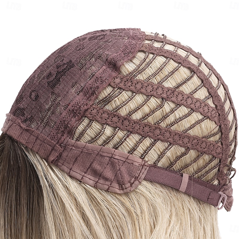 Synthetic Wig kinky Straight Natural Straight Middle Part Layered Haircut Machine Made Wig 20 inch A1 Synthetic Hair Women's Soft Classic Comfortable Blonde4