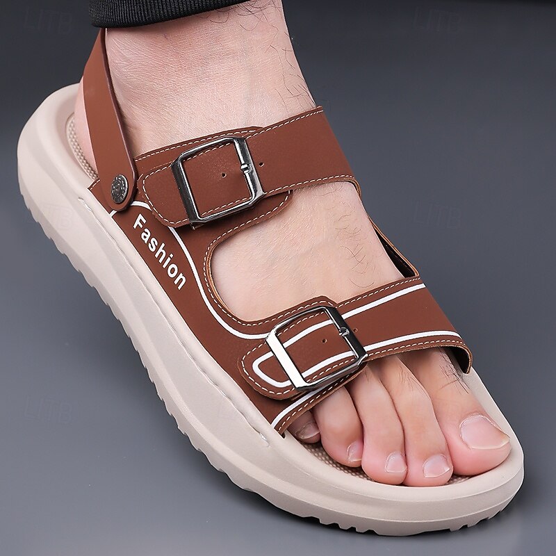 Men's Fashion Flat Sandals with Buckle Straps – Trendy and Comfortable Footwear for Casual Wear and Vacation2