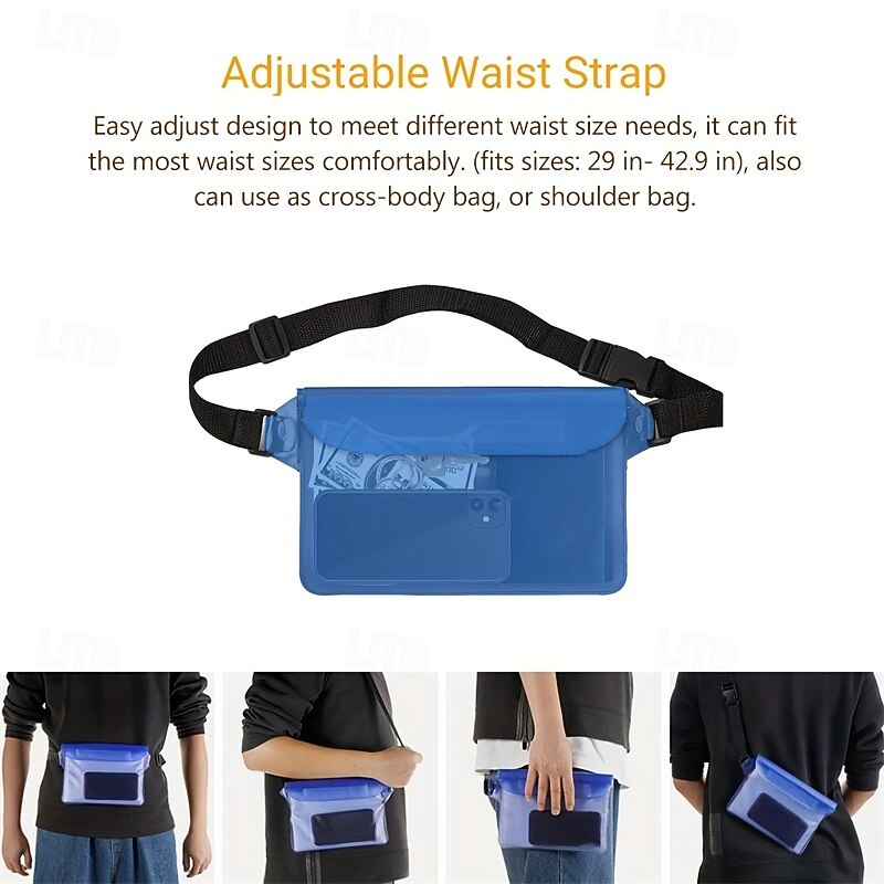 Stay Dry And Comfortable Waterproof Pouch With Adjustable Waistband For Swimming Diving Boating Fishing And The Beach4