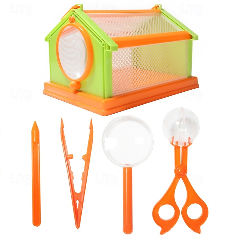 Children's Outdoor Exploration Science and Education Puzzle Toy 5-piece Set DIY Insect Cage Insect Clip Magnifying Glass