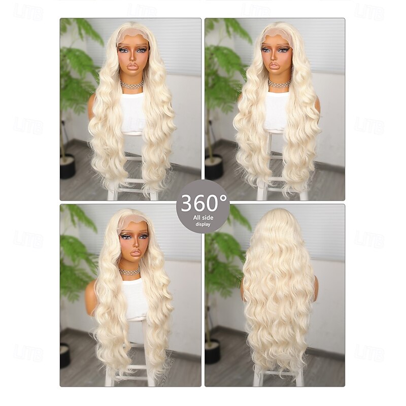 Synthetic Lace Wig Body Wave Style 30 inch Blonde Middle Part 13x4 Lace Front Wig Women's Wig Light golden2