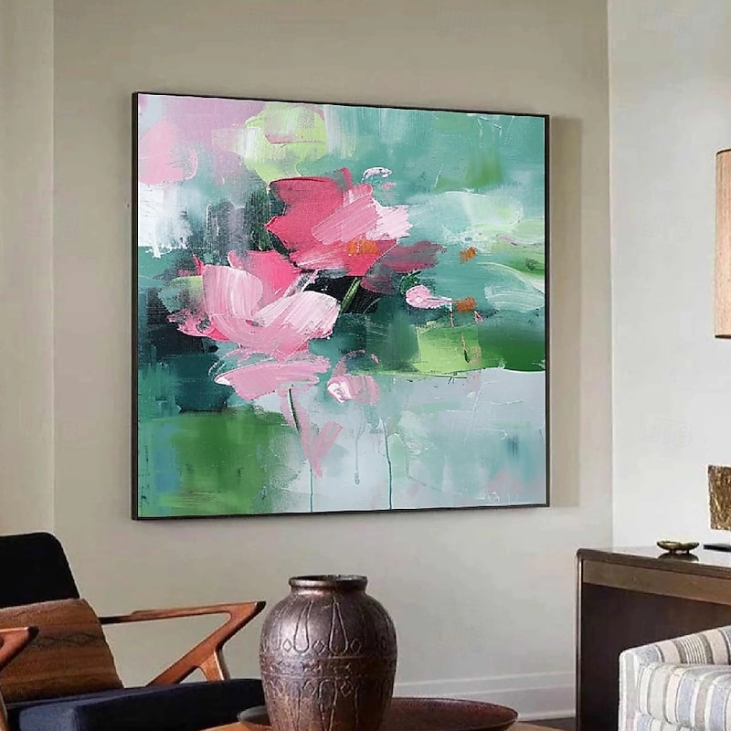 Large hand painted Flower Landscape Oil Painting On Canvas Pastel Floral Painting Spring Flower Scenery Painting wall art picture Large Wall Art painting for Living Room Decor3