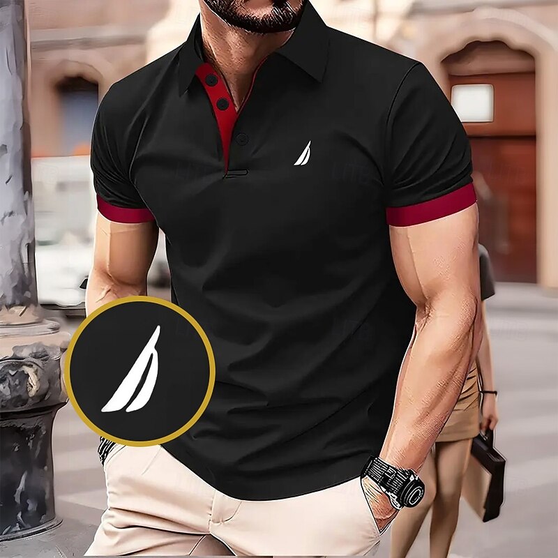 Men's Graphic Polo Short Sleeve Polo Shirts Collared Shirts Business Casual School Outdoor Daily Wear 3D Print Summer Black Red Blue