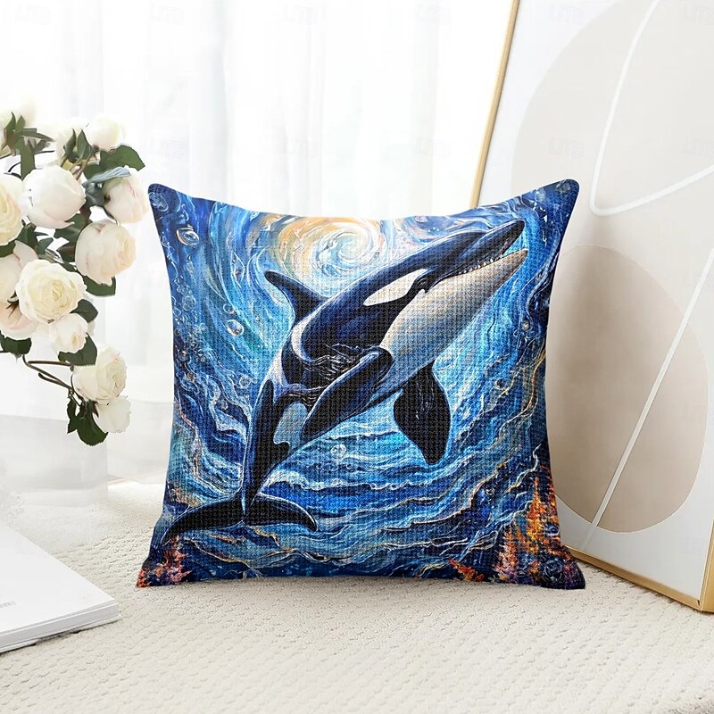 Ocean Creatures Decorative Toss Pillows Cover 1PC Soft Square Couch Cushion Case Pillowcase for Bedroom Livingroom Sofa Chair Orcinus orca4