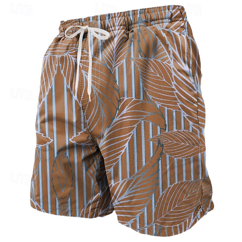 Men's Palm Leaf Tropical Plants Swim Shorts Board Shorts Swimming Trunks Mid Waist Streetwear Hawaiian Beach Vacation Wear Side Pockets Mesh Lining Elastic Drawstring Waist Designer Clothing Apparel4
