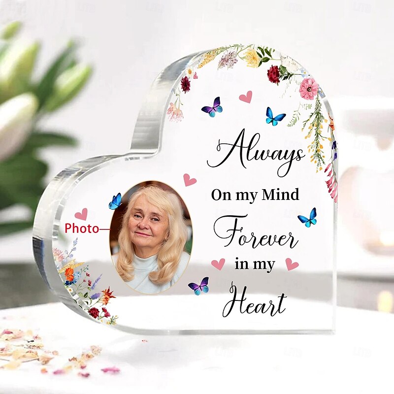 Personalized Heart Shaped Acrylic Plaque, Custom Gift for Mom, Unique Mother's Day Gift with Photo, Perfect Desk or Shelf Decoration to Express Love and Gratitude4