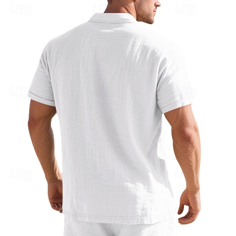 Men's Golf Shirt Golf Polos Shirts Work Casual Lapel Short Sleeve Basic Modern Plain Buttons Summer Regular Fit Black White Navy Blue Khaki Light Grey Army Green Golf Shirt2