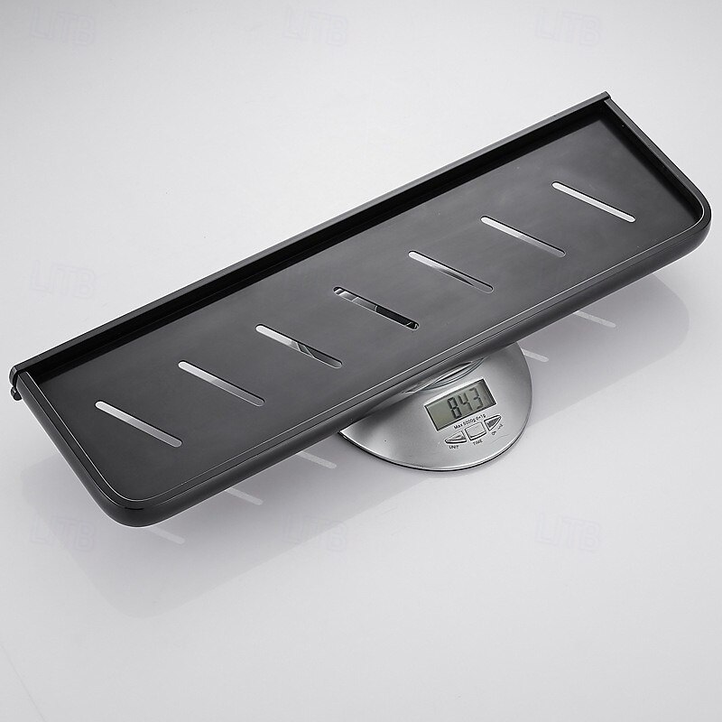 Wall Mounted Shower Storage Basket Shelf,Punch- Free Dressing Table Black Space Aluminum Bathroom Pendant Rack Single- Layer Tray Rack Stuff Holders4