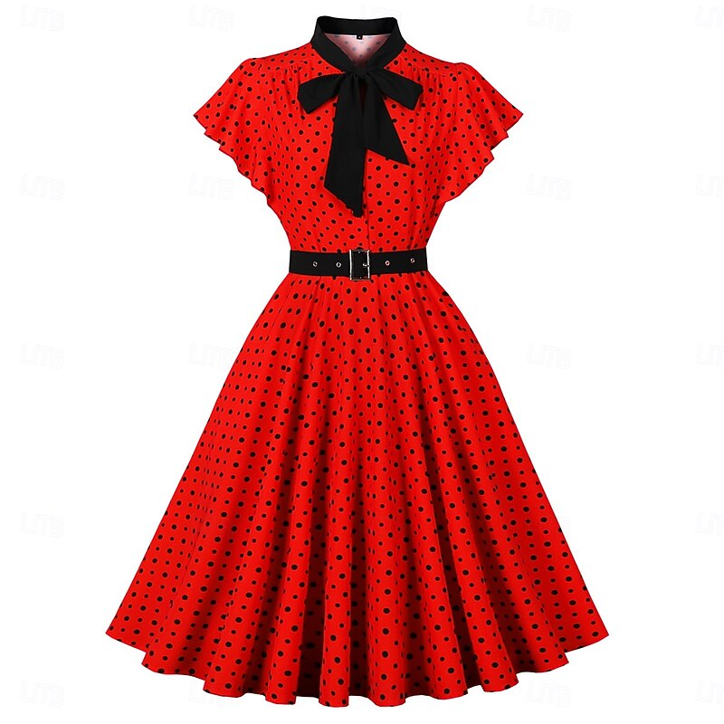 Polka Dots Retro Vintage 1950s Grease Outfits Dress Swing Dress Polka dots Fancy Dress Women's Carnival Masquerade Daily Wear Adults' Dress Homecoming Dresses