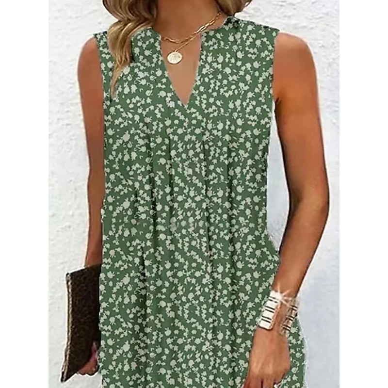 Women's Mini Dress Summer Dress Casual Daily Regular Fit Floral Graphic Sleeveless V Neck Red Navy Blue Green Gray Summer3