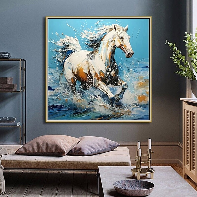 Handmade Oil Painting Canvas Wall Art Decoration Modern Fine Horse Gallop  for Home Dance Studio Decor Rolled Frameless Unstretched Painting