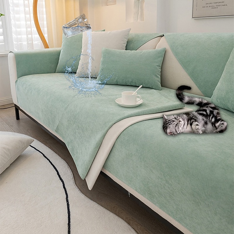 Waterproof Sofa Slipcover Sofa Seat Cover Sectional Couch Covers Sage Green,Furniture Protector Anti-Slip Couch Covers for Dogs Cats Kids(Sold by Piece/Not All Set)