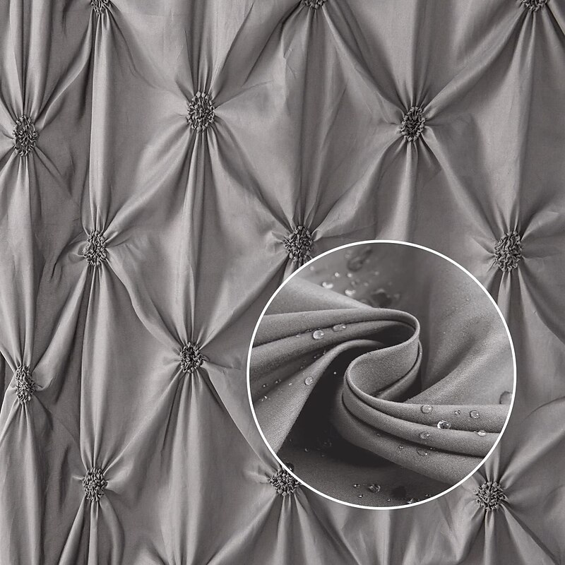 Shower Curtain Sets with Rugs Pinched Pleat Farmhouse Shower Curtain Elegant Decor Set with 12 Hooks for Bathroom Standard Dark Grey Blue White2