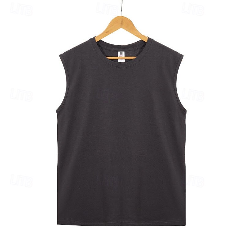 Men's Tank Top Vest Top Undershirt Sleeveless Shirt Sleeveless Crewneck Summer Plain Fashion Designer Vacation Street Going out Black White Dark Gray Top Tee for Men3