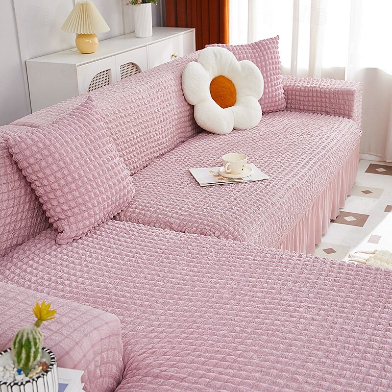 Stretch Couch Cushion Cover, 1 2 3 Seater Cushion Covers for L Shaped Sofa Chaise Longue, Sectional Sofa Slipcover Furniture Protector with Elastic Bottom