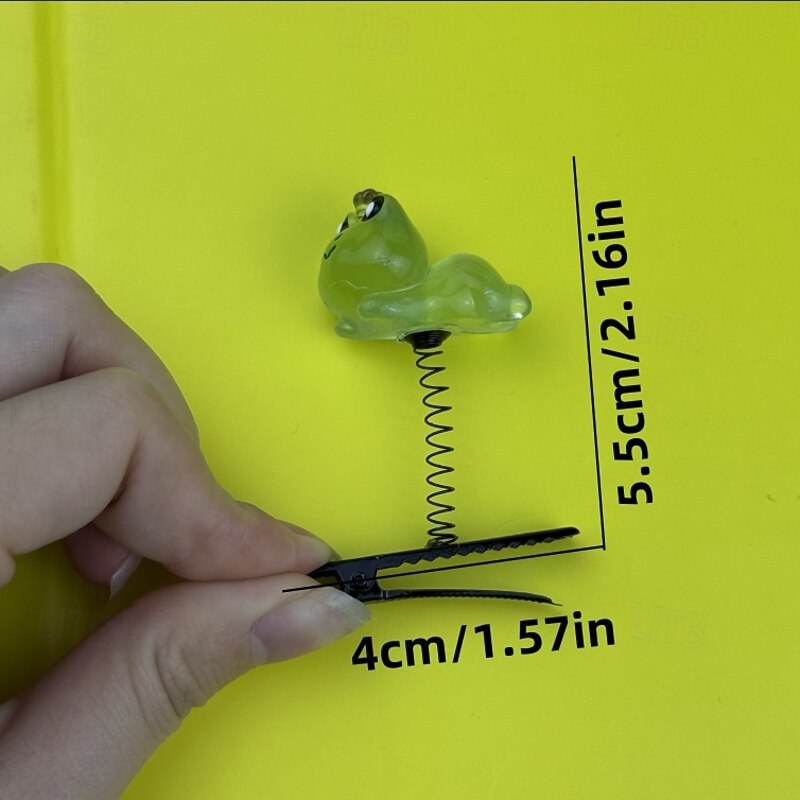 Cute Little Frog 6-piece Handmade Hair Clip Children's Frog Spring Cute Hair Clip Resin Small Ornament Can Shine4