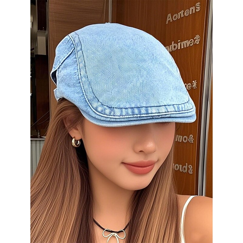 Women's Denim Flat Cap with Adjustable Fit, Casual Style for Spring & Summer, Perfect for Outdoor Activities, Daily Wear and Travel2
