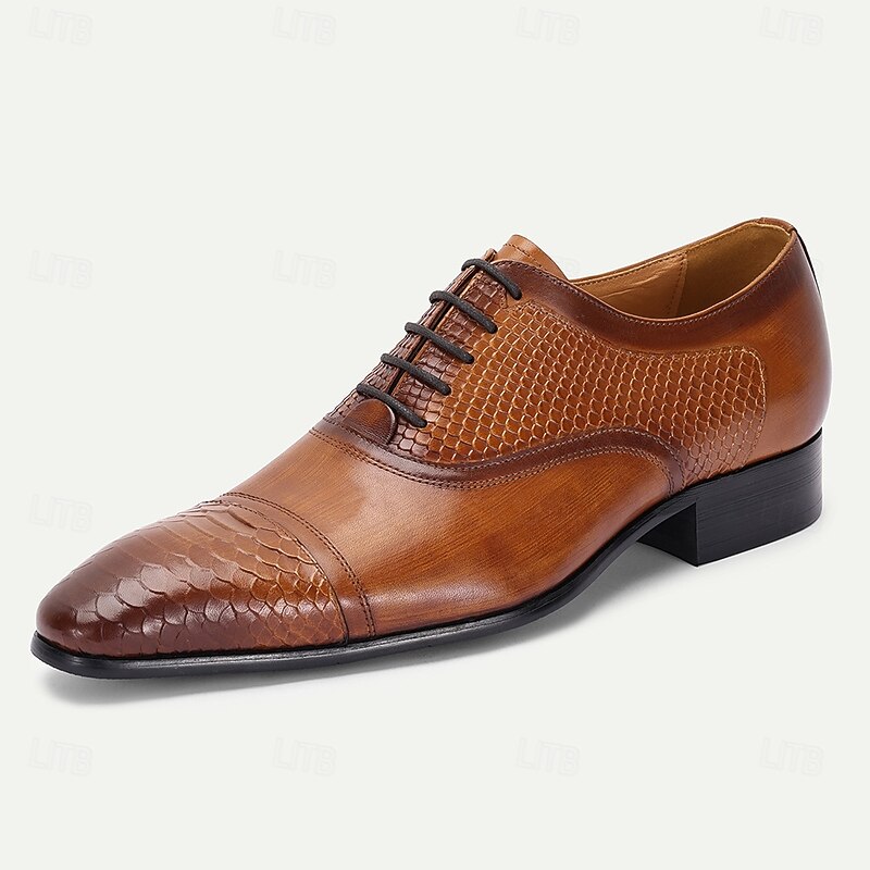 Men's Brown Premium Cowhide Lace-Up Oxford Shoes – Stylish Genuine Leather Shoes for Formal and kentucky derby2