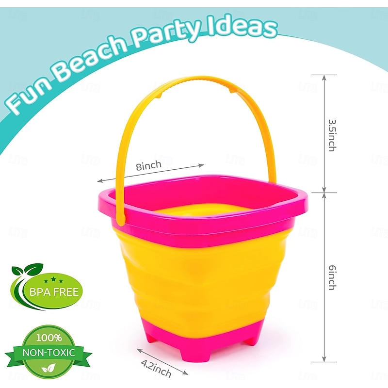 3 Packs Foldable Pail Bucket 2L Silicone Collapsible Easter Buckets for Kids Multi Purpose for Fun Summer Activities Camping Gear Beach Essentials4