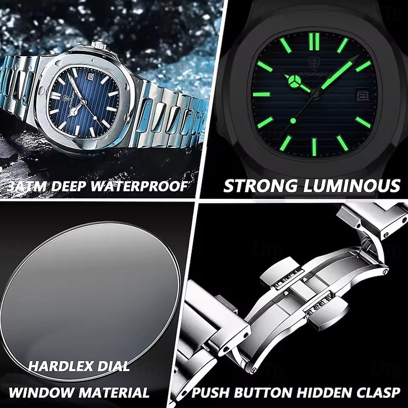 Women's and Men's Mechanical Watch, Casual Business, Shock Resistant, Luminous Date, 304 Stainless Steel Wristwatch3