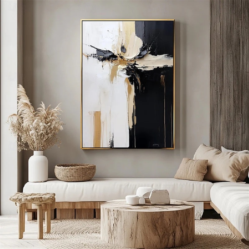 Large oil painting Hand painted white and black oil painting hand painted Wall Art Modern Abstract Painting on Canvas  Wall Art Neutral Abstract Wall Art  Wall Decor paintings3