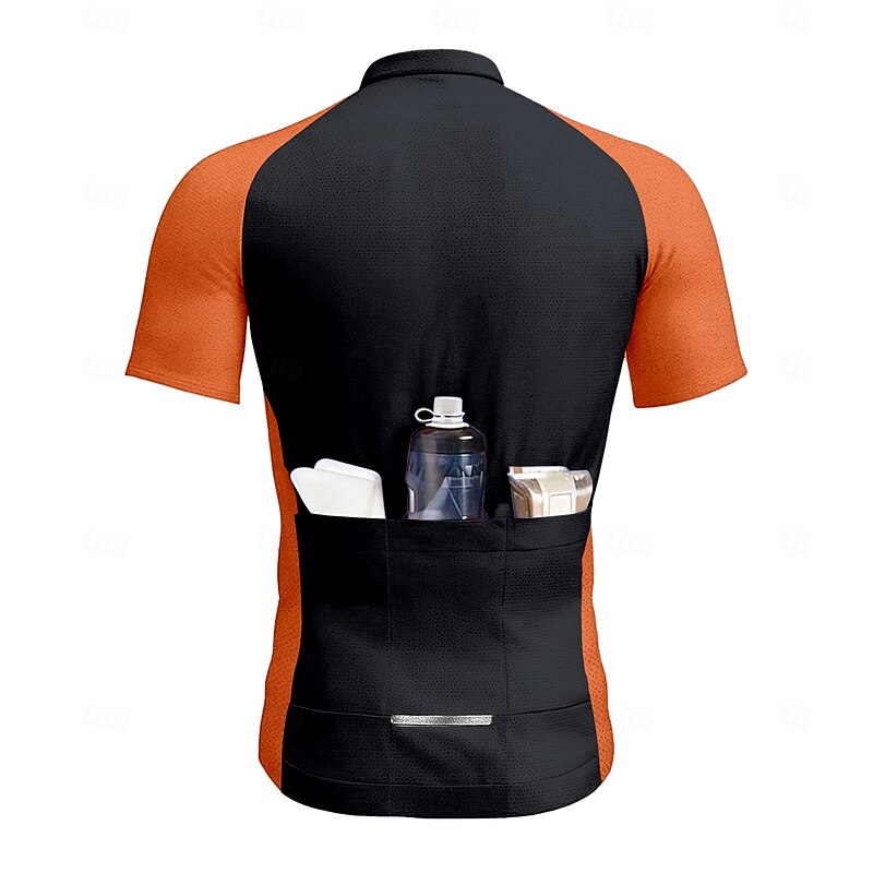 Men's Cycling Jersey Graphic Color Block Short Sleeve Bike Jersey Top with 3 Rear Pockets Sunscreen UV Resistant Quick Dry Reflective Strips Sports Blue Orange Green Clothing Apparel2