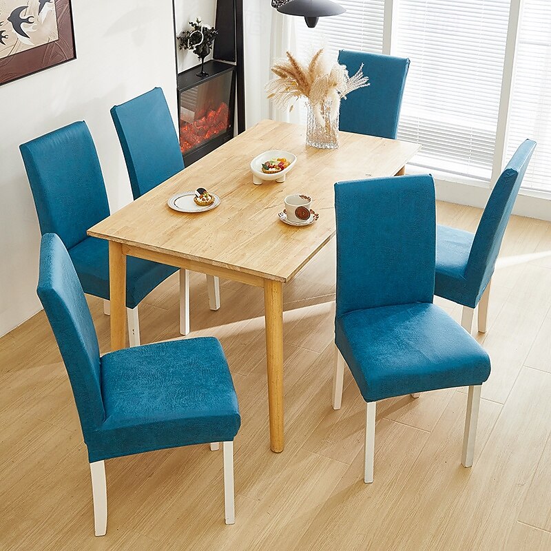 Dining Chair Cover Thickened Waterproof Anti-fouling  Leather All-inclusive Home Restaurant Chair Covers Technology Cloth