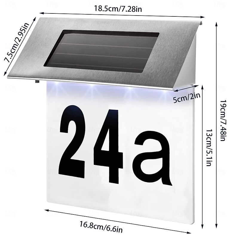 1 Pc outdoor solar stainless steel Adress light street sign wall lights House Number Lights Porch yard entrance lighting4