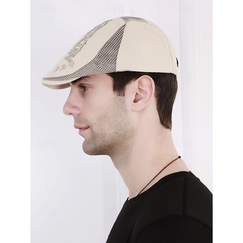 Men's Lightweight Breathable Cotton Flat Cap – Vintage Mesh Panel Newsboy Hat for Summer Travel, Beach & Casual Outings2
