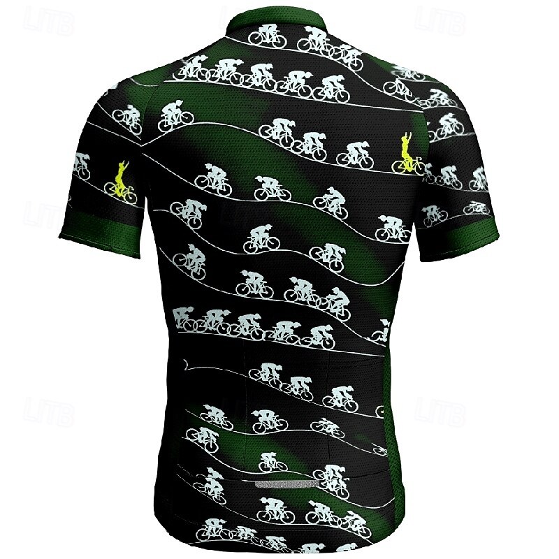 Men's Cycling Jersey Graphic Gradient Short Sleeve Bike Tee Tshirt Jersey with 3 Rear Pockets Mountain Bike MTB Quick Dry Anatomic Design Wicking Breathable Sports Wine Red Black Blue Clothing Apparel2