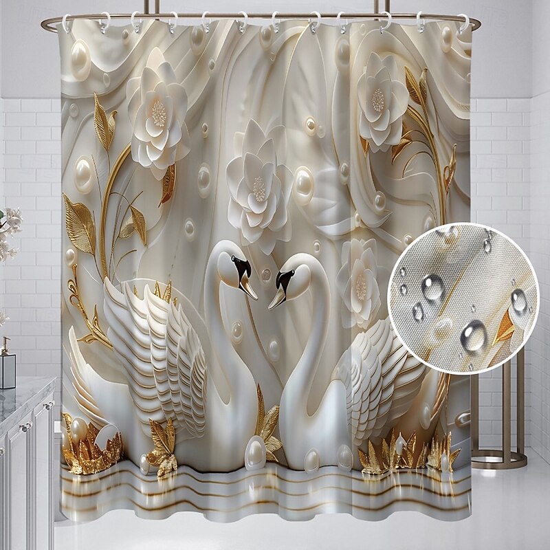 Shower Curtain with Hooks 180cm*180cm(70
