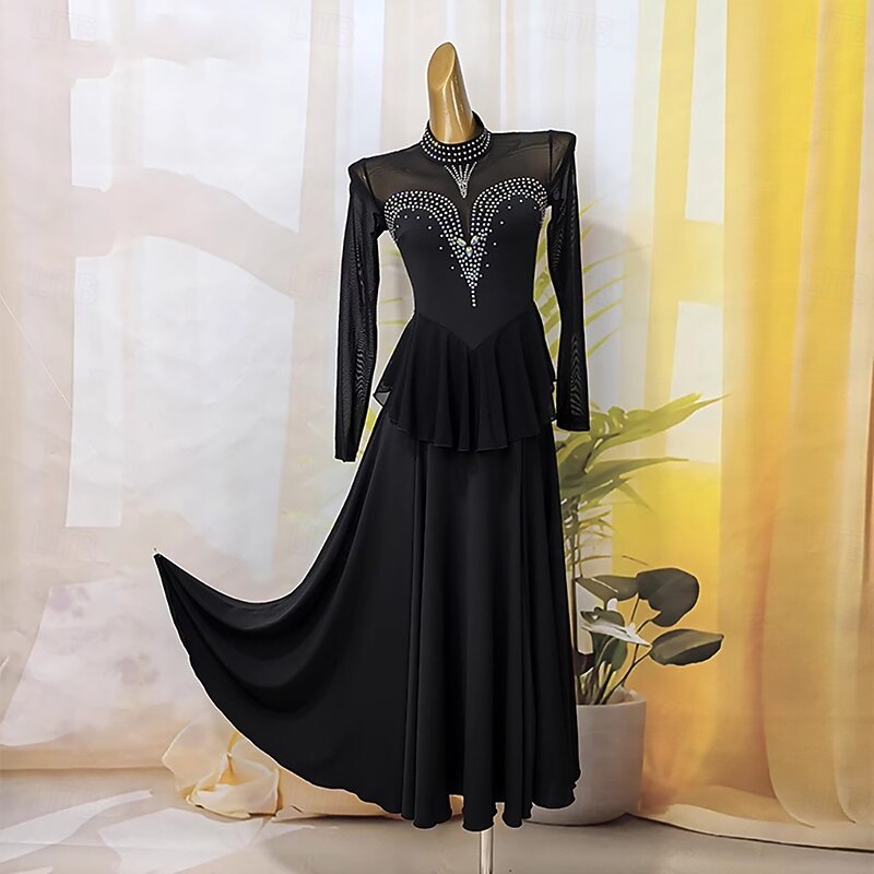 Ballroom Dance Dress For Women's Competition Modern Dance Costumes Big Swing Waltz Dance Dress Long Sleeve4