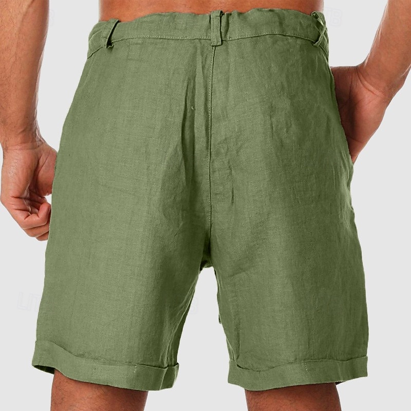 Men's Shorts Linen Shorts Summer Shorts Beach Shorts Pocket Drawstring Straight Leg Plain Breathable Soft Short Outdoor Casual Daily Fashion Retro Vintage Black White Inelastic3