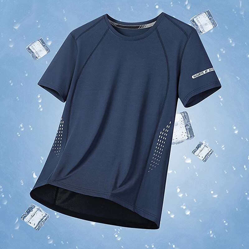 Men's Hiking Tee shirt Hiking Shirt Short Sleeve Crew Neck Tee Tshirt Short Sleeve Shirt Tee Top Outdoor Quick Dry Polyester Dark Grey Black Light Grey Gym Climbing Camping / Hiking / Caving4