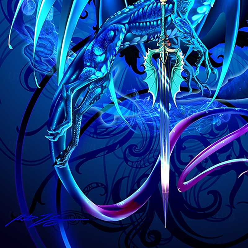 Dragonsword SEABLADE Ruth Thompson-Nina Nylander Men's 3D Dragon T Shirt Long Sleeve T shirt 3D Print Crew Neck Shirt Fashion Exaggerated Street Casual Daily Blue Summer Spring Clothing Apparel S M L2