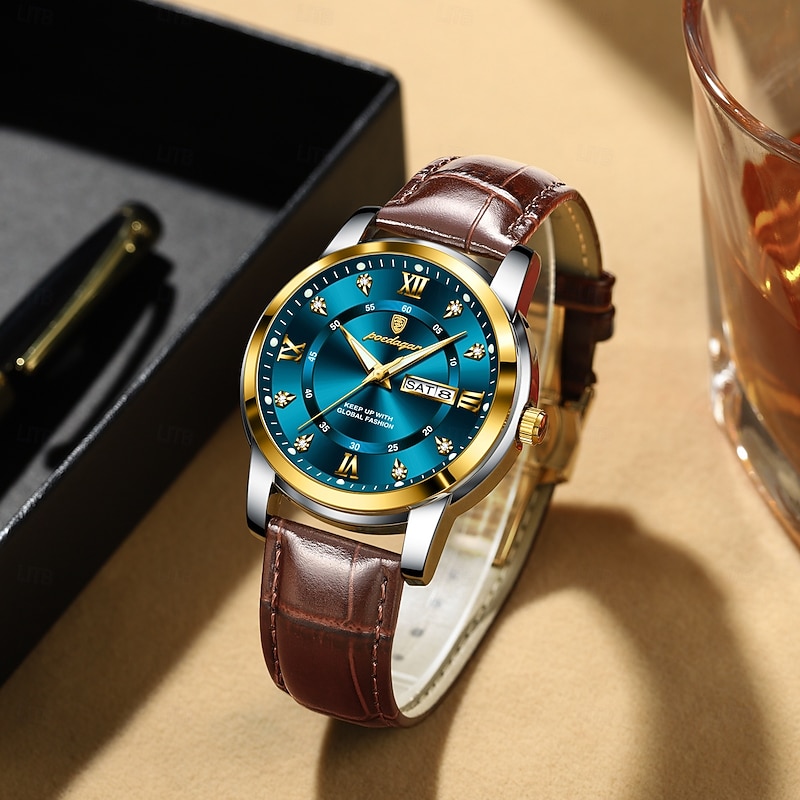 Women Men Quartz Watch Fashion Business Luminous Date Waterproof Alloy Watch