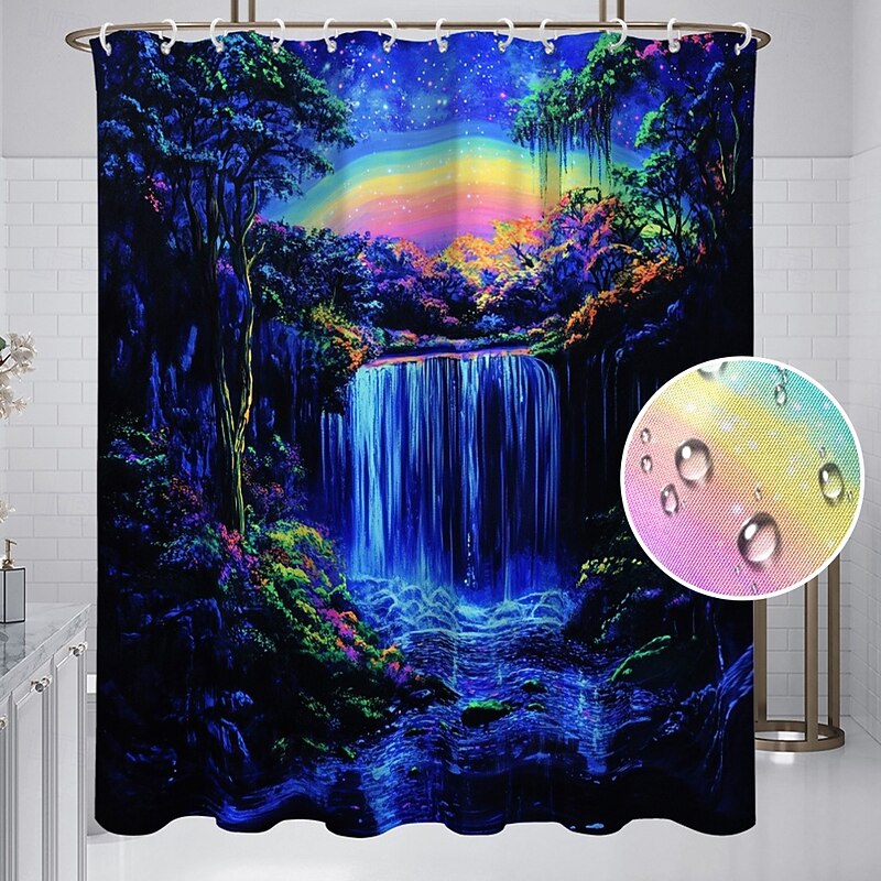 Shower Curtain with Hooks 180cm*180cm(70