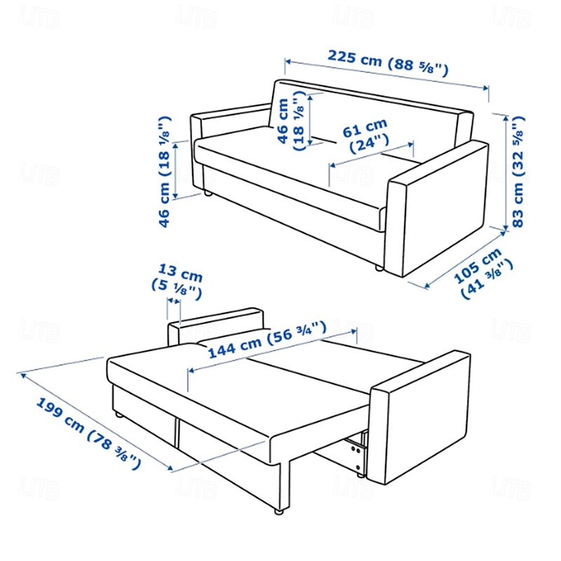 Floral Sofa Bed Cover Futon Cover Solid Color Quilted Slipcovers FRIHETcover LITB PRIME cover2
