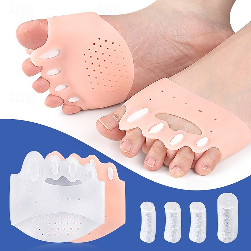 Five Hole Toe Separator Five Toe Arch Cushion Soft Shock Absorbing Pressure Relieving Massage Insole Half Size Pad For Thefoot Adjustable Toe Separator