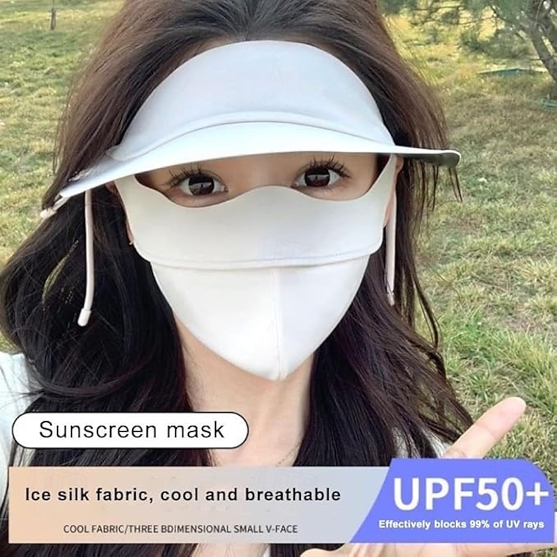 Summer Sunscreen Ice Silk Breathable Mask Anti-ultraviolet Simple Black Glue Brim Eye Protection